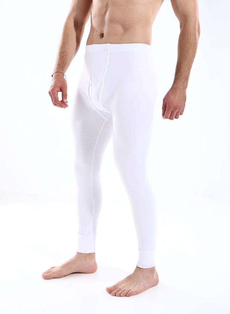 Cottonil Men's Interlock Cotton Thermal Long Johns, White, Full Length Base Layer Underwear - Image 3